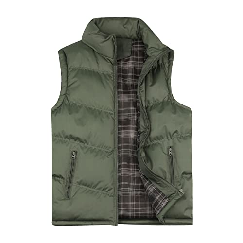 YOUTHUP Herren Steppweste Dicke Freizeit Winterweste Bodywarmer Outdoor Wärme Gilet Stehkragen, Grün, L von YOUTHUP