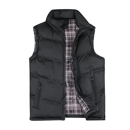 YOUTHUP Herren Steppweste Dicke Freizeit Winterweste Bodywarmer Outdoor Wärme Gilet Stehkragen, Schwarz, XXL von YOUTHUP