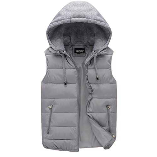 YOUTHUP Herren Steppweste mit Kapuze Leicht Winterweste Outdoor Dicke Freizeit Gilet Ärmellos Jacke Sport Weste von YOUTHUP