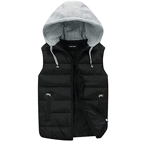 YOUTHUP Herren Steppweste mit Kapuze Leicht Winterweste Outdoor Dicke Freizeit Gilet Ärmellos Jacke Sport Weste von YOUTHUP