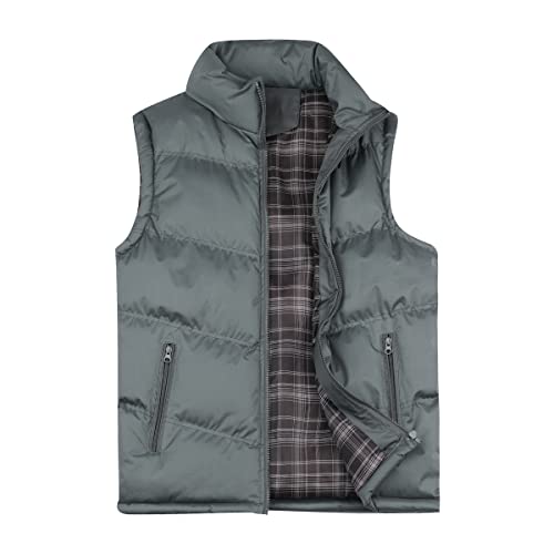 YOUTHUP Herren Steppweste Dicke Freizeit Winterweste Bodywarmer Outdoor Wärme Gilet Stehkragen, Grau, L von YOUTHUP