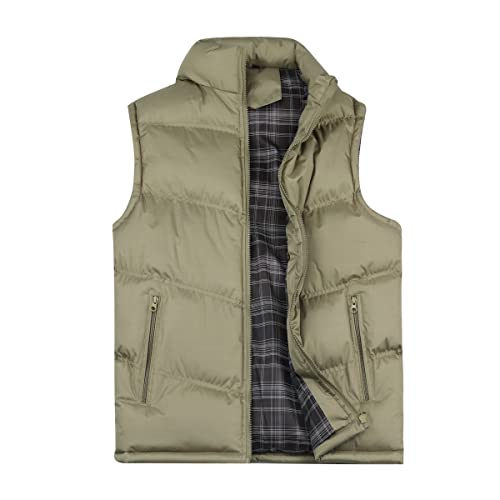 YOUTHUP Herren Steppweste Dicke Freizeit Winterweste Bodywarmer Outdoor Wärme Gilet Stehkragen, Braun, XL von YOUTHUP