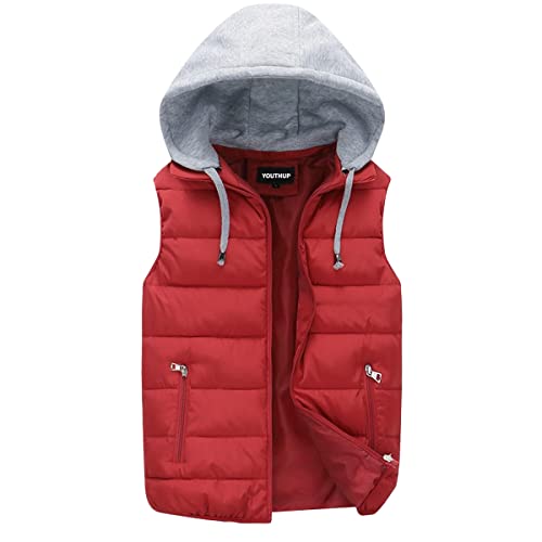 YOUTHUP Herren Steppweste mit Kapuze Leicht Winterweste Outdoor Dicke Freizeit Gilet Ärmellos Jacke Sport Weste von YOUTHUP