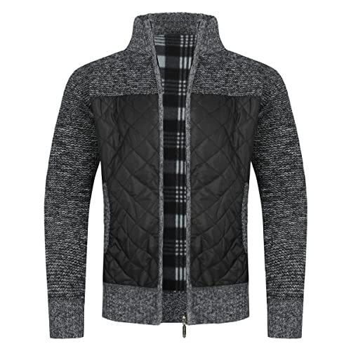 YOUTHUP Herren Strickjacke mit Stehkragen Warme Übergangsjacke Winterjacke Outdoor, Dunkelgrau, M von YOUTHUP