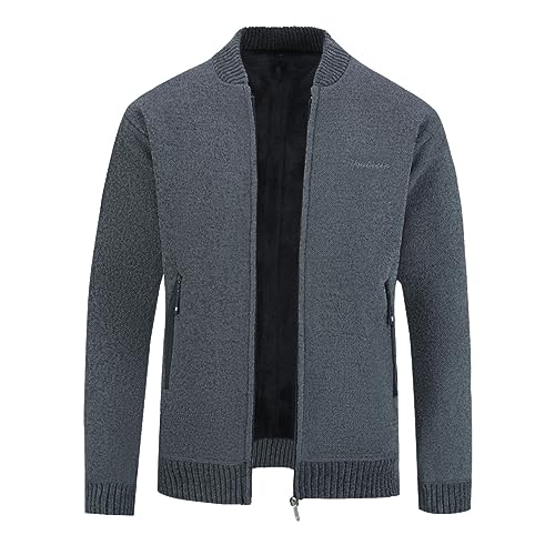 YOUTHUP Herren Strickjacke Winter Standkragen Fleece Futter Strickpullover Regular Fit Strickwaren Jacke, Dunkelgrau, 3XL YOUTHUP Herren Strickjacke Winter Standkragen Fleece Futter Strickpullover Regular Fit Strickwaren Jacke, Dunkelgrau, 3XL von YOUTHUP