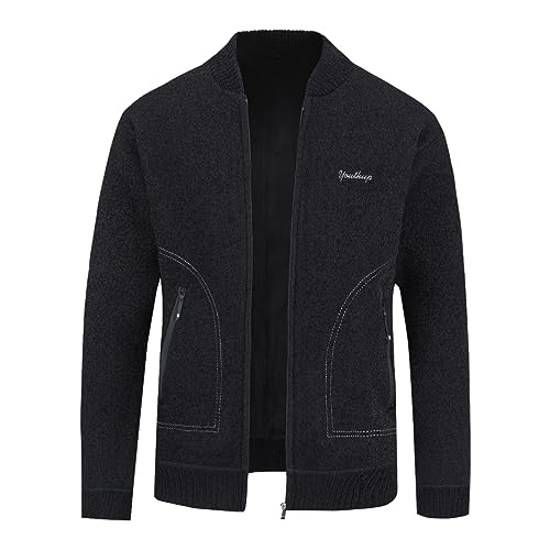 YOUTHUP Herren Strickjacke Winter Standkragen Fleece Futter Strickpullover Regular Fit Strickwaren Jacke, Schwarz, M YOUTHUP Herren Strickjacke Winter Standkragen Fleece Futter Strickpullover Regular Fit Strickwaren Jacke, Schwarz, M von YOUTHUP