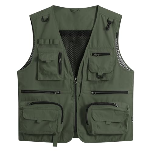 YOUTHUP Herren Utility Angelweste Outdoor Multi Pocket Arbeitswesten Sommer Jagd Fotografie Safari Gilet von YOUTHUP