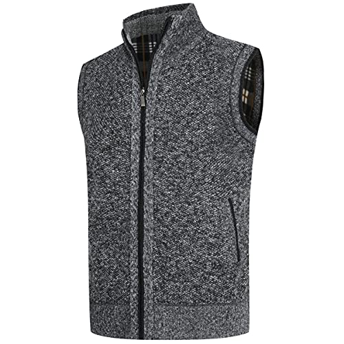 YOUTHUP Herren Weste Fleece Fütterung Winter Frühling Strickjacke Ärmellose Fleecejacke Stehkragen Strickweste, Dunkelgrau, M von YOUTHUP