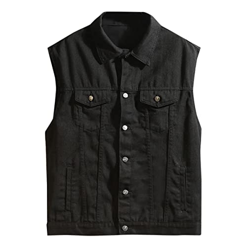 YOUTHUP Herren Weste Zerrissen Regular Fit Jeansweste Ärmellose Freizeit Bikerweste von YOUTHUP