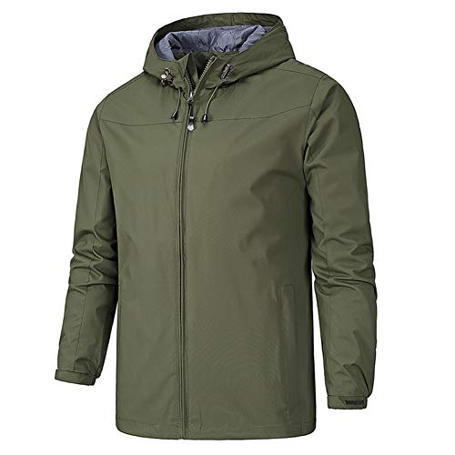 YOUTHUP Herren Regenjacken mit Kapuze Outdoor Leichte Windjacke Wasserdichte Herrenjacke Winddichte Freizeit Regenmantel, 268-Grün, S von YOUTHUP