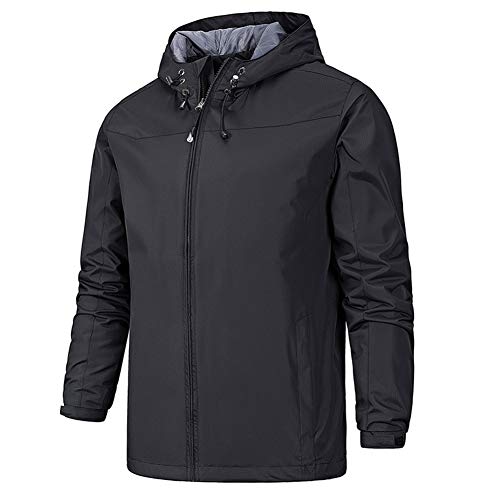 YOUTHUP Herren Regenjacken mit Kapuze Outdoor Leichte Windjacke Wasserdichte Herrenjacke Winddichte Freizeit Regenmantel, 268-Schwarz, L von YOUTHUP
