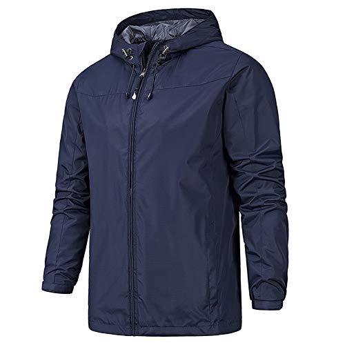 YOUTHUP Herren Regenjacken Leichte Outdoor Windjacke mit Kapuze Winddichte Wasserdichte Jacke Freizeit Regenmantel von YOUTHUP