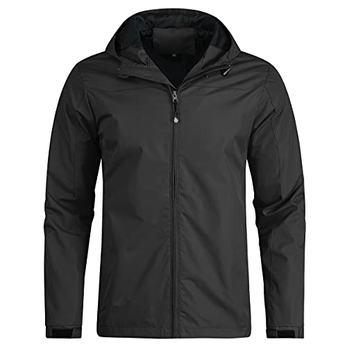 YOUTHUP Herren Regenjacken Leichte Outdoor Windjacke mit Kapuze Winddichte Wasserdichte Jacke Freizeit Regenmantel von YOUTHUP