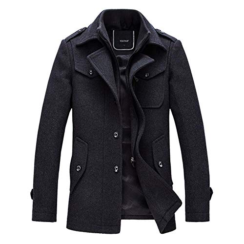 YOUTHUP Herren Wintermantel Wolle Winter Kurzmantel Mittellang Wollmantel Kurz Winterjacke für Business Freizeit, Grau, 4XL YOUTHUP Herren Wintermantel Wolle Winter Kurzmantel Mittellang Wollmantel Kurz Winterjacke für Business Freizeit, Grau, 4XL von YOUTHUP