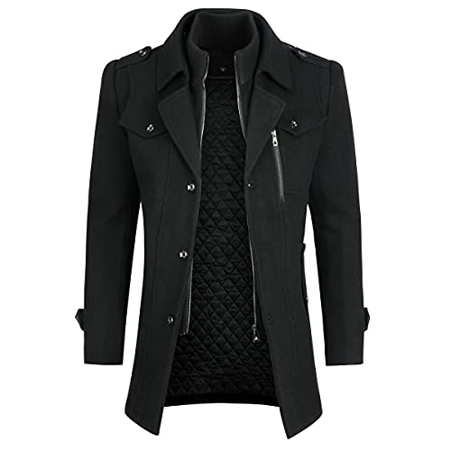 YOUTHUP Herren Wintermantel Wolle Winter Kurzmantel Mittellang Wollmantel Kurz Winterjacke für Business Freizeit, Schwarz-Dick, XL YOUTHUP Herren Wintermantel Wolle Winter Kurzmantel Mittellang Wollmantel Kurz Winterjacke für Business Freizeit, Schwarz-Dick, XL von YOUTHUP