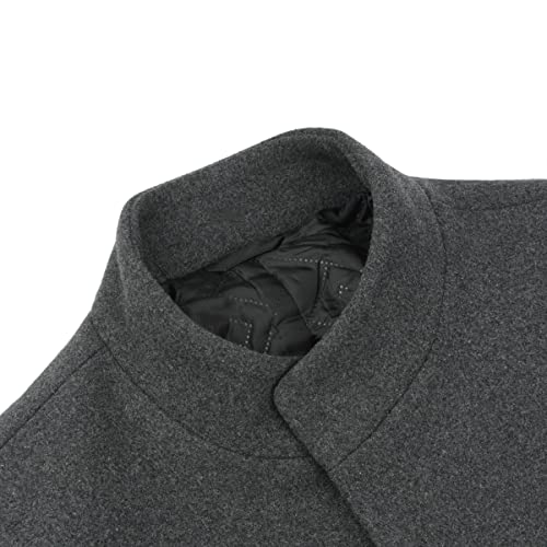 YOUTHUP Herren Wolle Wintermantel Slim Fit Mittelang Wollmantel Business Übergangsmantel für Winter, Grau (Thick), XXL von YOUTHUP