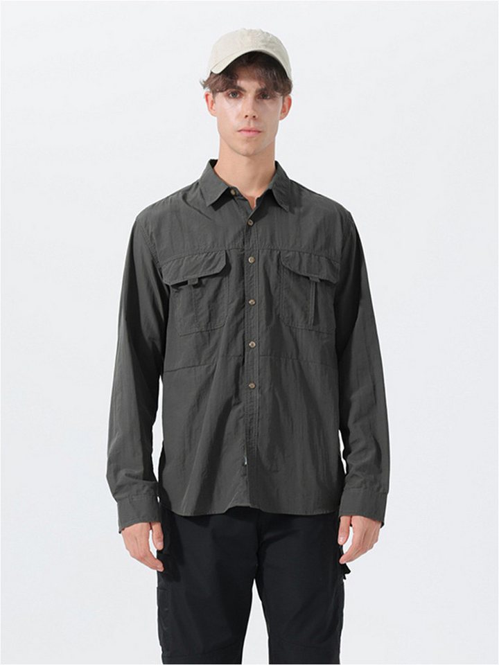 YOUTHUP Langarmhemd Herren Schnelltrocknendes Arbeitshemd aus Nylon von YOUTHUP