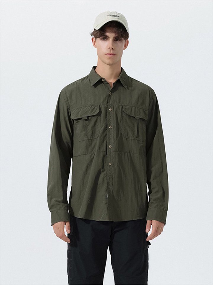 YOUTHUP Langarmhemd Herren Schnelltrocknendes Arbeitshemd aus Nylon von YOUTHUP