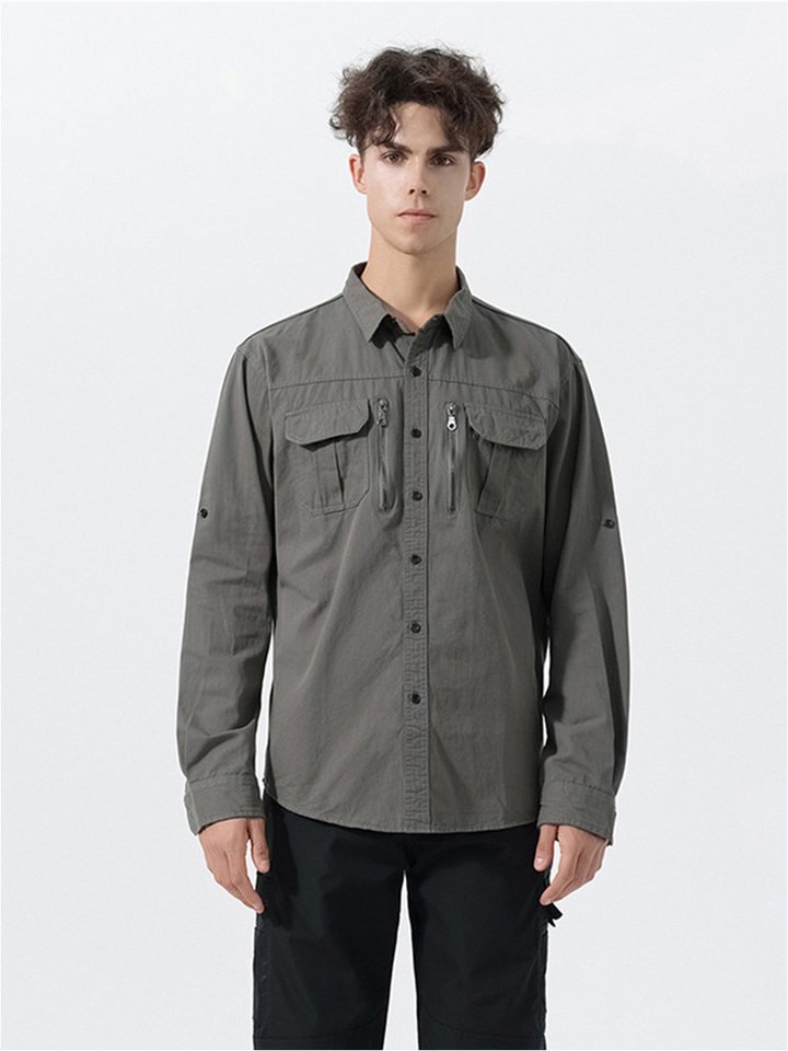 YOUTHUP Outdoorhemd Modisches Herren-Arbeitshemd aus Baumwolle von YOUTHUP