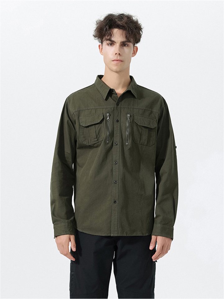 YOUTHUP Outdoorhemd Modisches Herren-Arbeitshemd aus Baumwolle von YOUTHUP