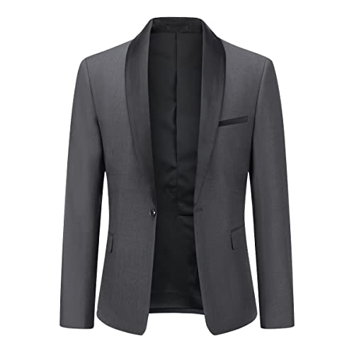 YOUTHUP Sakko Herren Slim Fit Schalkragen Anzugjacke 1 Knopf Tuxedo Jacke für Hochzeit Freizeit von YOUTHUP