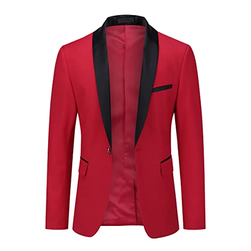 YOUTHUP Sakko Herren Slim Fit Schalkragen Anzugjacke 1 Knopf Tuxedo Jacke für Hochzeit Freizeit von YOUTHUP