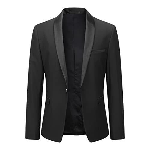 YOUTHUP Sakko Herren Slim Fit Schalkragen Anzugjacke 1 Knopf Tuxedo Jacke für Hochzeit Freizeit von YOUTHUP