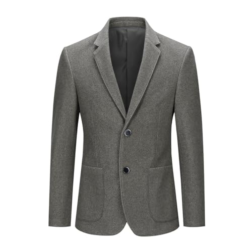 YOUTHUP Sakko Herren Wolle Jacke 2 Knöpfe Slim Fit Sportlich Anzugjacke Winter Tweed Blazer, Grün, L von YOUTHUP