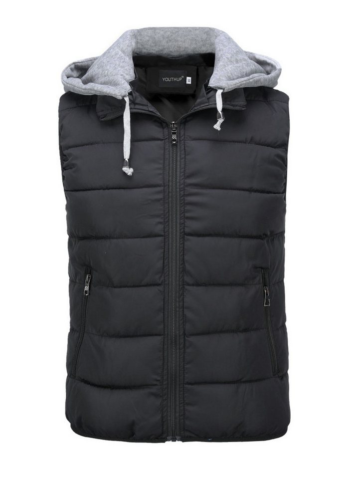 YOUTHUP Steppweste Herren Dicke Winterweste mit Kapuze von YOUTHUP