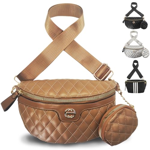 YOUYIKE Bauchtasche Damen, Umhängetasche Damen Khaki, Crossbody Bag Damen Leder mit Münze Geldbörse, Stylisch Bag mit Abnehmbar Schultergurt für Passend zu jedem Outfit Anlass von YOUYIKE