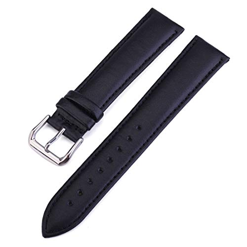 YOUYIMEI Uhrenarmbänder – Ersatz-Uhrenarmbänder, 12 mm/14 mm/16 mm/18 mm/19 mm/20 mm/22 mm/24 mm Ersatz-Uhrenarmband aus Rindsleder mit Dornschließe (Color : Black, Size : 12mm) von YOUYIMEI