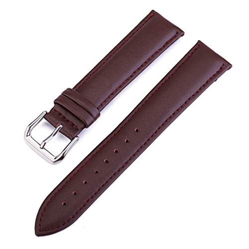 YOUYIMEI Uhrenarmbänder – Ersatz-Uhrenarmbänder, 12 mm/14 mm/16 mm/18 mm/19 mm/20 mm/22 mm/24 mm Ersatz-Uhrenarmband aus Rindsleder mit Dornschließe (Color : Coffee, Size : 14mm) von YOUYIMEI