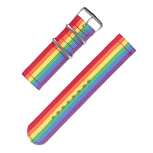 YOUYIMEI Uhrenarmbänder – Ersatz-Uhrenarmbänder, 14/16/18/20/22/24 mm, Regenbogenfarben, gestreift, Nylon-Armband, elegantes, bequemes Uhrenarmband (Color : Ld Rainbow, Size : 14mm) von YOUYIMEI