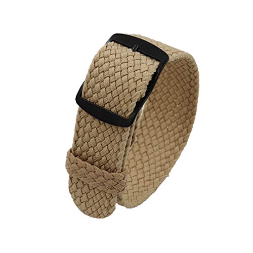 YOUYIMEI Uhrenarmbänder – Ersatz-Uhrenarmbänder, 18/20/22 mm Vintage-Nylon-Uhrenarmband, Ersatz, einteilige, tragbare und atmungsaktive Uhr (Color : Beige (Black), Size : 18mm) von YOUYIMEI