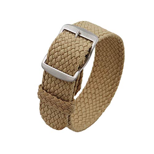 YOUYIMEI Uhrenarmbänder – Ersatz-Uhrenarmbänder, 18/20/22 mm Vintage-Nylon-Uhrenarmband, Ersatz, einteilige, tragbare und atmungsaktive Uhr (Color : Beige (Silver), Size : 18mm) von YOUYIMEI