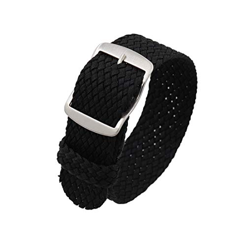 YOUYIMEI Uhrenarmbänder – Ersatz-Uhrenarmbänder, 18/20/22 mm Vintage-Nylon-Uhrenarmband, Ersatz, Einteilige, tragbare und atmungsaktive Uhr (Color : Black (Silver), Size : 18mm) von YOUYIMEI