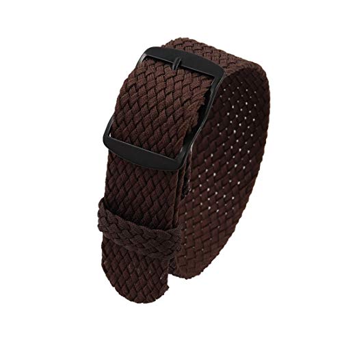 YOUYIMEI Uhrenarmbänder – Ersatz-Uhrenarmbänder, 18/20/22 mm Vintage-Nylon-Uhrenarmband, Ersatz, einteilige, tragbare und atmungsaktive Uhr (Color : Brown (Black), Size : 18mm) von YOUYIMEI