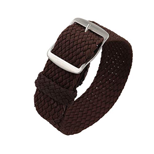 YOUYIMEI Uhrenarmbänder – Ersatz-Uhrenarmbänder, 18/20/22 mm Vintage-Nylon-Uhrenarmband, Ersatz, einteilige, tragbare und atmungsaktive Uhr (Color : Brown (Silver), Size : 18mm) von YOUYIMEI