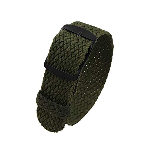 YOUYIMEI Uhrenarmbänder – Ersatz-Uhrenarmbänder, 18/20/22 mm Vintage-Nylon-Uhrenarmband, Ersatz, einteilige, tragbare und atmungsaktive Uhr (Color : Dark Green (Black), Size : 18mm) von YOUYIMEI