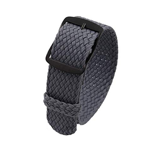 YOUYIMEI Uhrenarmbänder – Ersatz-Uhrenarmbänder, 18/20/22 mm Vintage-Nylon-Uhrenarmband, Ersatz, einteilige, tragbare und atmungsaktive Uhr (Color : Grey (Black), Size : 18mm) von YOUYIMEI