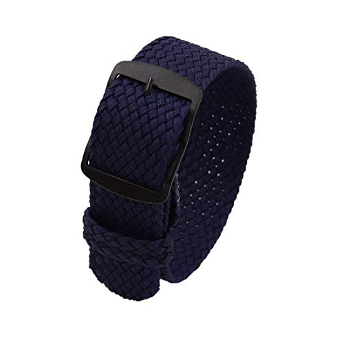 YOUYIMEI Uhrenarmbänder – Ersatz-Uhrenarmbänder, 18/20/22 mm Vintage-Nylon-Uhrenarmband, Ersatz, einteilige, tragbare und atmungsaktive Uhr (Color : Navy (Black), Size : 22mm) von YOUYIMEI