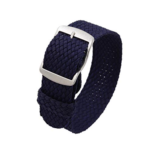 YOUYIMEI Uhrenarmbänder – Ersatz-Uhrenarmbänder, 18/20/22 mm Vintage-Nylon-Uhrenarmband, Ersatz, einteilige, tragbare und atmungsaktive Uhr (Color : Navy (Silver), Size : 18mm) von YOUYIMEI