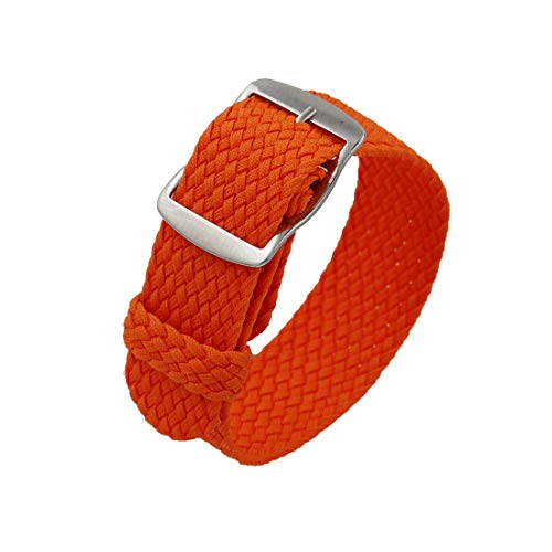 YOUYIMEI Uhrenarmbänder – Ersatz-Uhrenarmbänder, 18/20/22 mm Vintage-Nylon-Uhrenarmband, Ersatz, einteilige, tragbare und atmungsaktive Uhr (Color : Orange (Silver), Size : 18mm) von YOUYIMEI