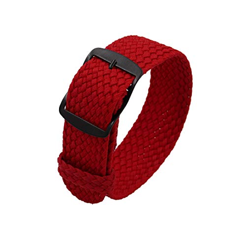 YOUYIMEI Uhrenarmbänder – Ersatz-Uhrenarmbänder, 18/20/22 mm Vintage-Nylon-Uhrenarmband, Ersatz, einteilige, tragbare und atmungsaktive Uhr (Color : Red (Black), Size : 18mm) von YOUYIMEI