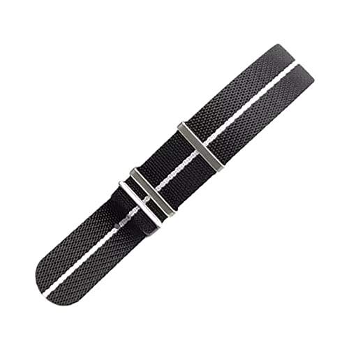 YOUYIMEI Uhrenarmbänder – Ersatz-Uhrenarmbänder, 20/22 mm gewebtes Nylon-Uhrenarmband, Edelstahl-Schnalle, Herren-Ersatzarmband, Armbanduhrenarmband (Color : White Line, Size : 20mm) von YOUYIMEI