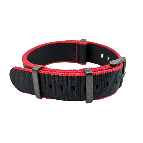 YOUYIMEI Uhrenarmbänder – Ersatz-Uhrenarmbänder, 20 mm/22 mm Nylonbänder, weiches Uhrenarmband, Sport, einteiliges Uhrenarmband (Color : Red Black (Black), Size : 20mm) von YOUYIMEI