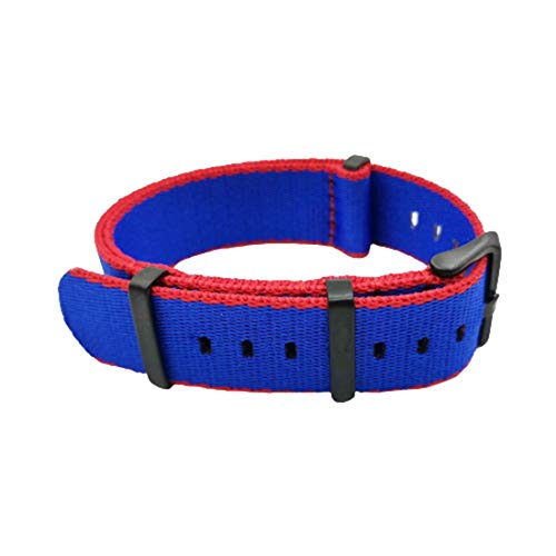 YOUYIMEI Uhrenarmbänder – Ersatz-Uhrenarmbänder, 20 mm/22 mm Nylonbänder, weiches Uhrenarmband, Sport, einteiliges Uhrenarmband (Color : Red Blue (Black), Size : 22mm) von YOUYIMEI