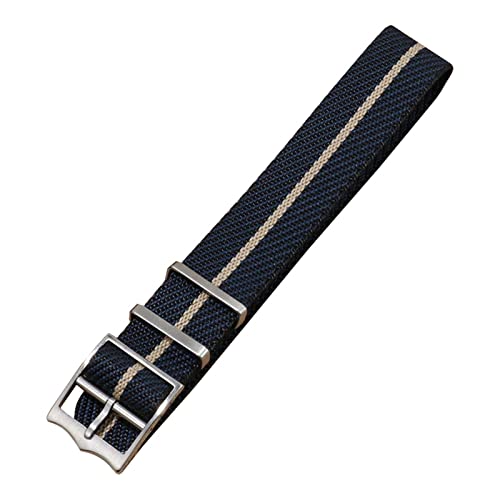 YOUYIMEI Uhrenarmbänder – Ersatz-Uhrenarmbänder, 20 mm–22 mm, Canvas-Uhrenarmband, Ersatz-Uhrenarmband-Zubehör aus seidig weichem Nylon mit hoher Dichte (Color : Blue With Beige, Size : 22mm) von YOUYIMEI