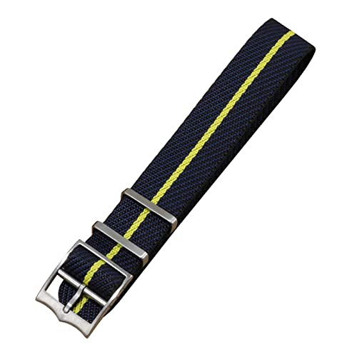 YOUYIMEI Uhrenarmbänder – Ersatz-Uhrenarmbänder, 20 mm–22 mm, Canvas-Uhrenarmband, Ersatz-Uhrenarmband-Zubehör aus seidig weichem Nylon mit hoher Dichte (Color : Blue With Yellow, Size : 22mm) von YOUYIMEI