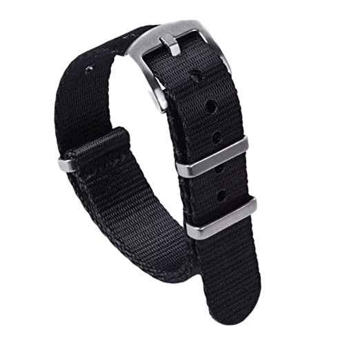 YOUYIMEI Uhrenarmbänder – Ersatz-Uhrenarmbänder, 20 mm–22 mm Stil, metallischer Glanz, seidiges Nylon-Uhrenarmband, Ersatz-Uhrenarmband-Zubehör (Color : Black, Size : 20mm) von YOUYIMEI